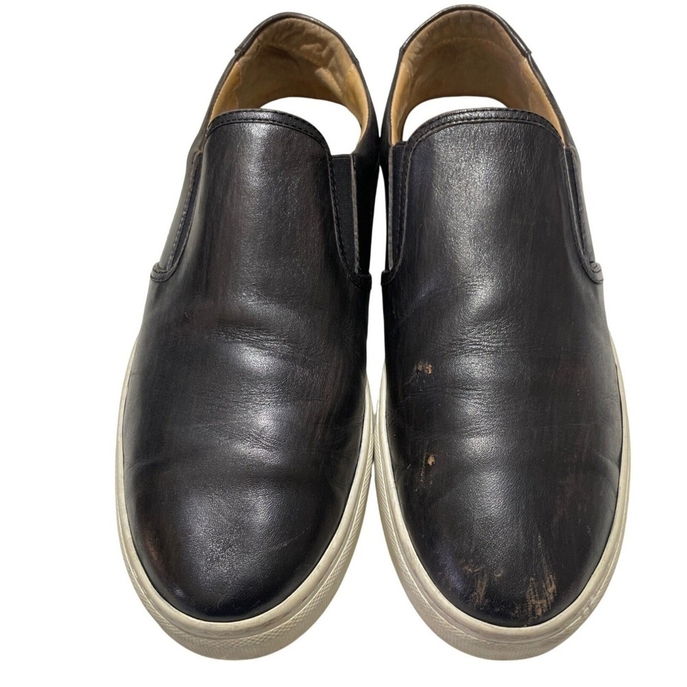 Marc Nolan Mens Black Leather Slip On Sneakers Size 46 Round Toe Ellison